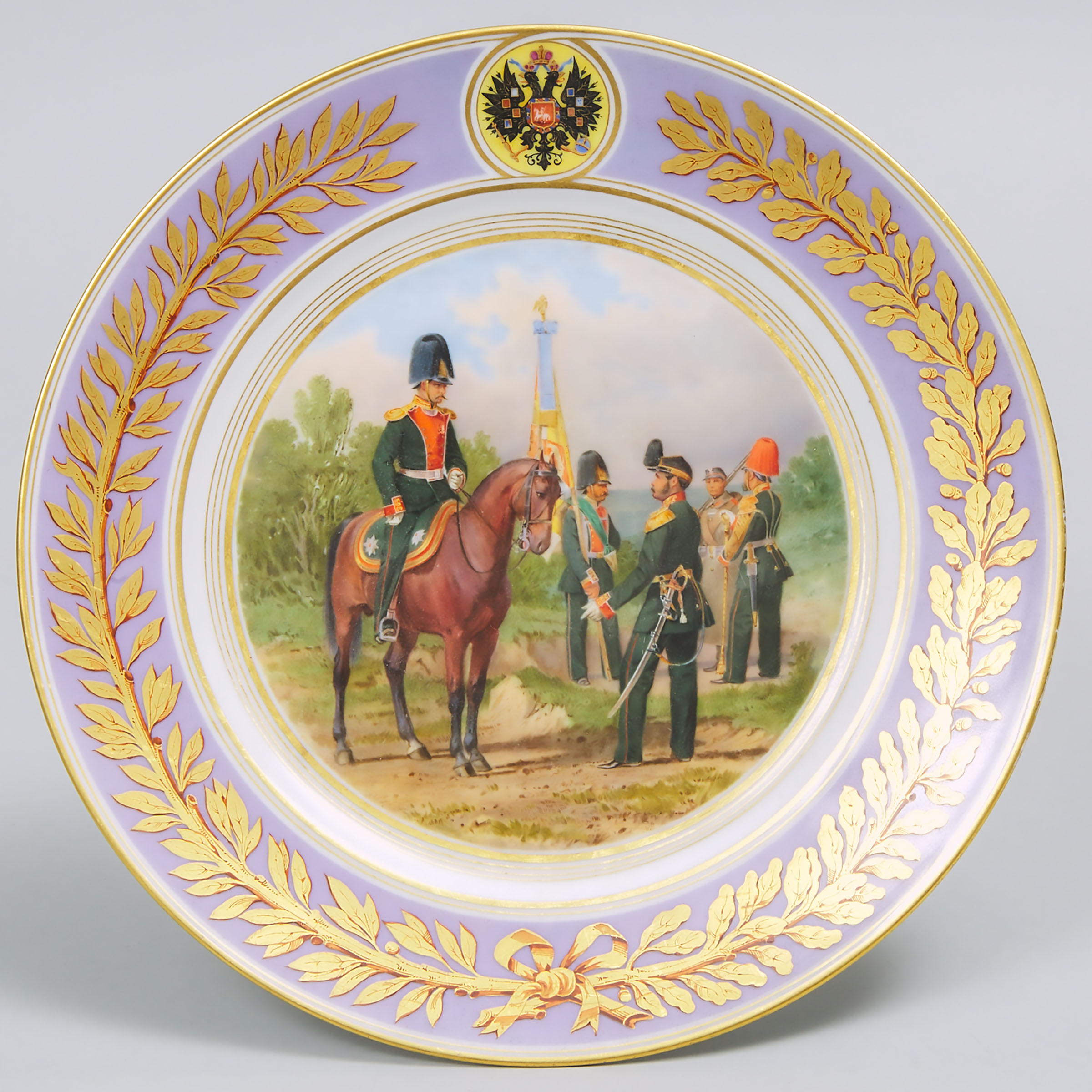 Russian Imperial Porcelain Factory Military Plate, period of Alexander II, 1855-81