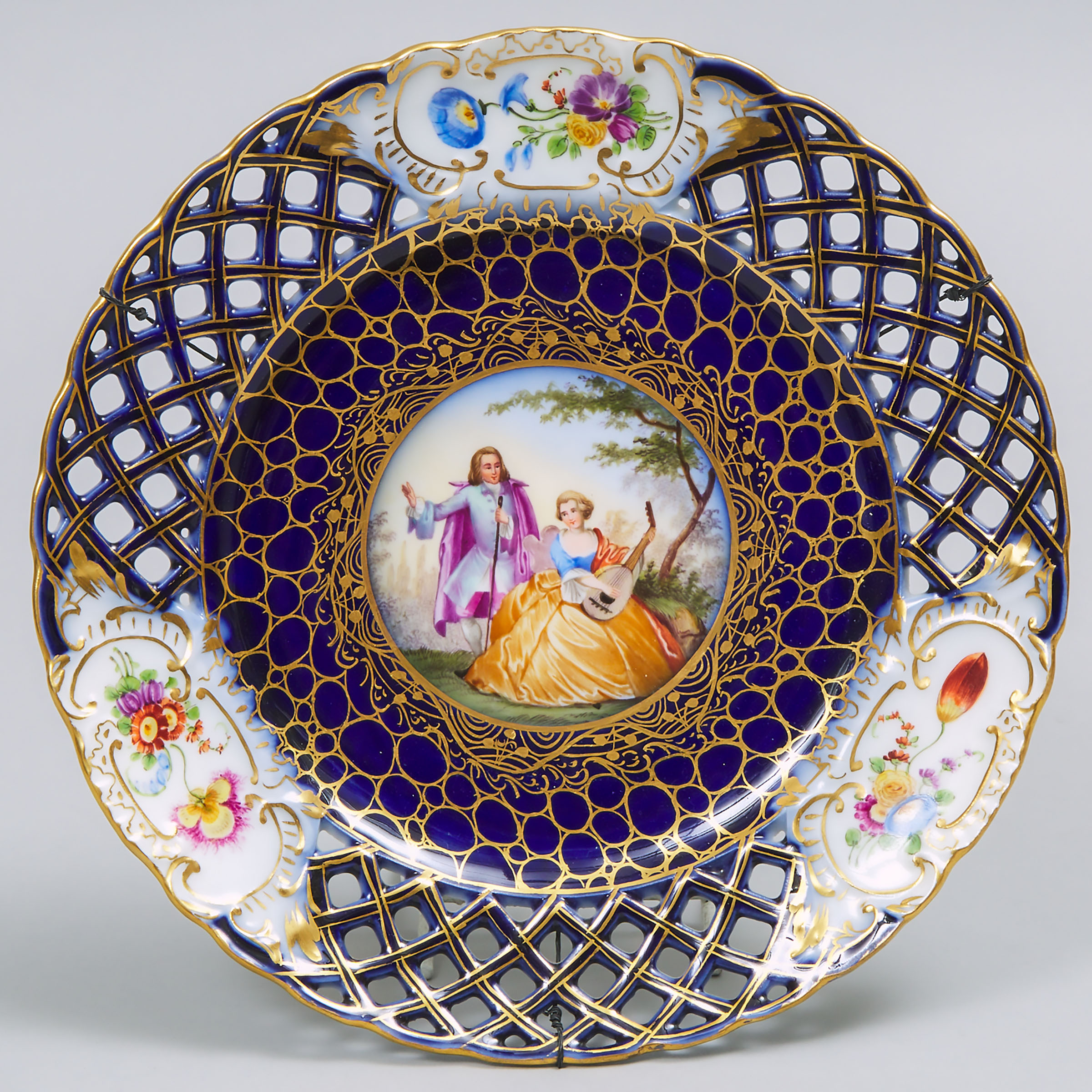 German Porcelain Reticulated Cabinet Plate, early 20th century