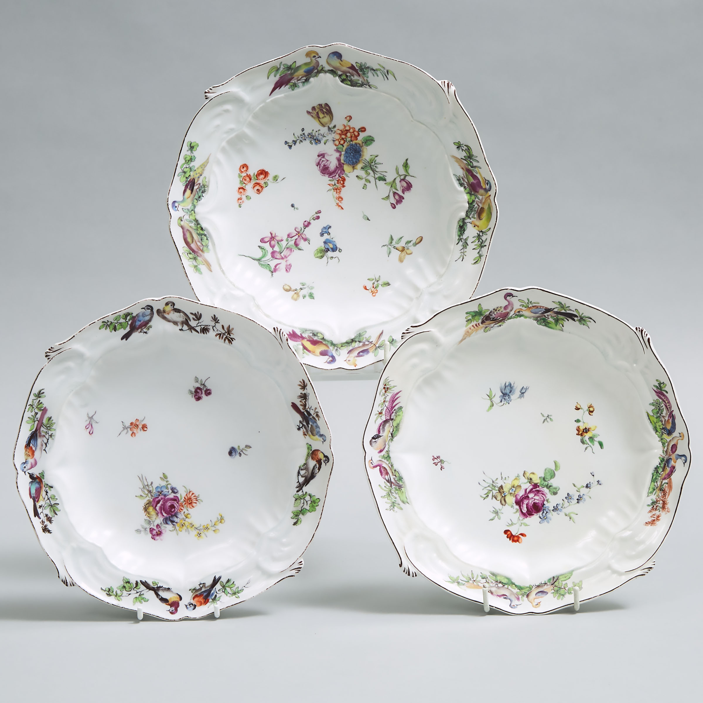Two Chelsea Plates and a Soup Plate, c.1755