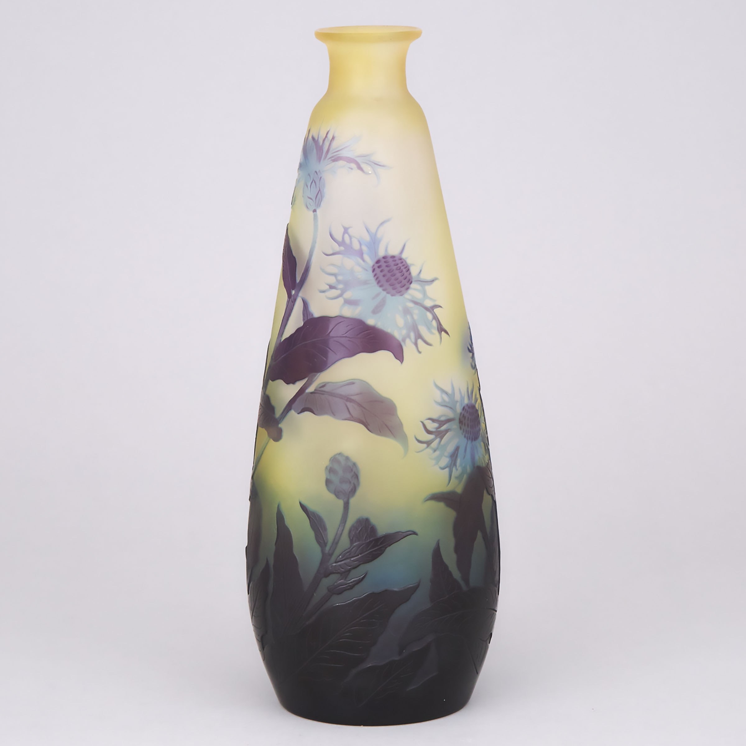 Gallé Cameo Glass Cornflowers Vase, c.1900