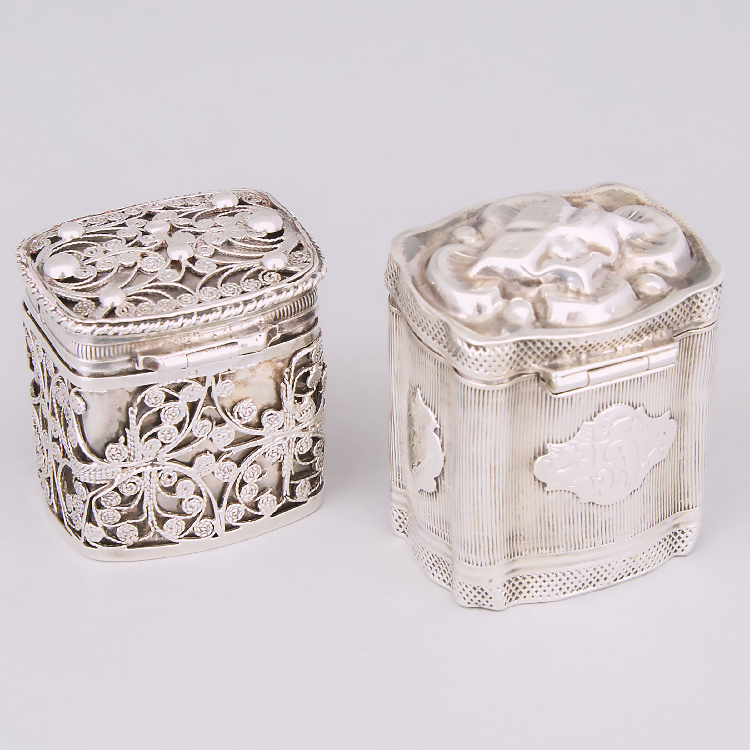 Two Dutch Silver Spice Boxes, 19th century