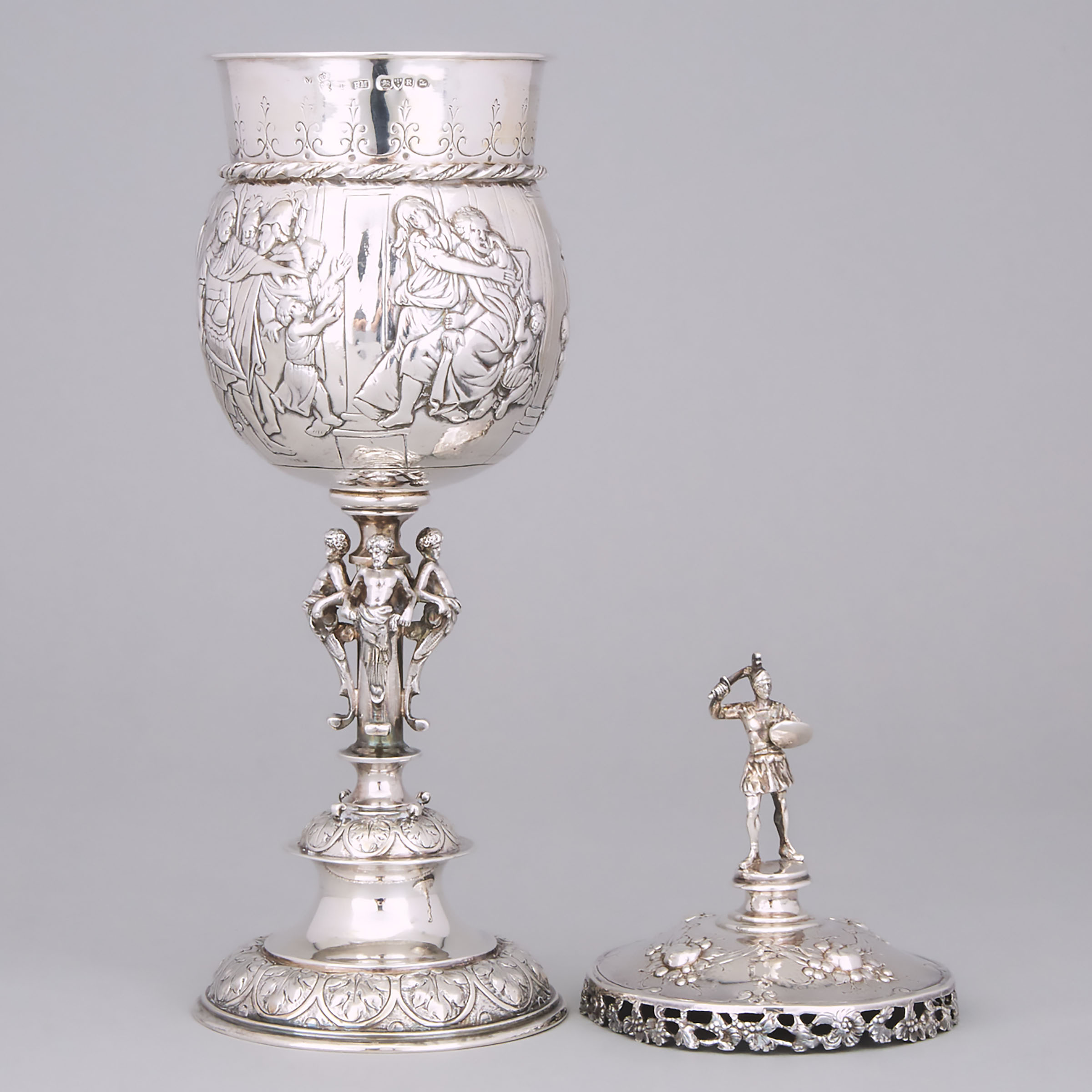German Silver Standing Cup and Cover, Georg Roth & Co. or Wolf & Knell, Hanau, c.1900