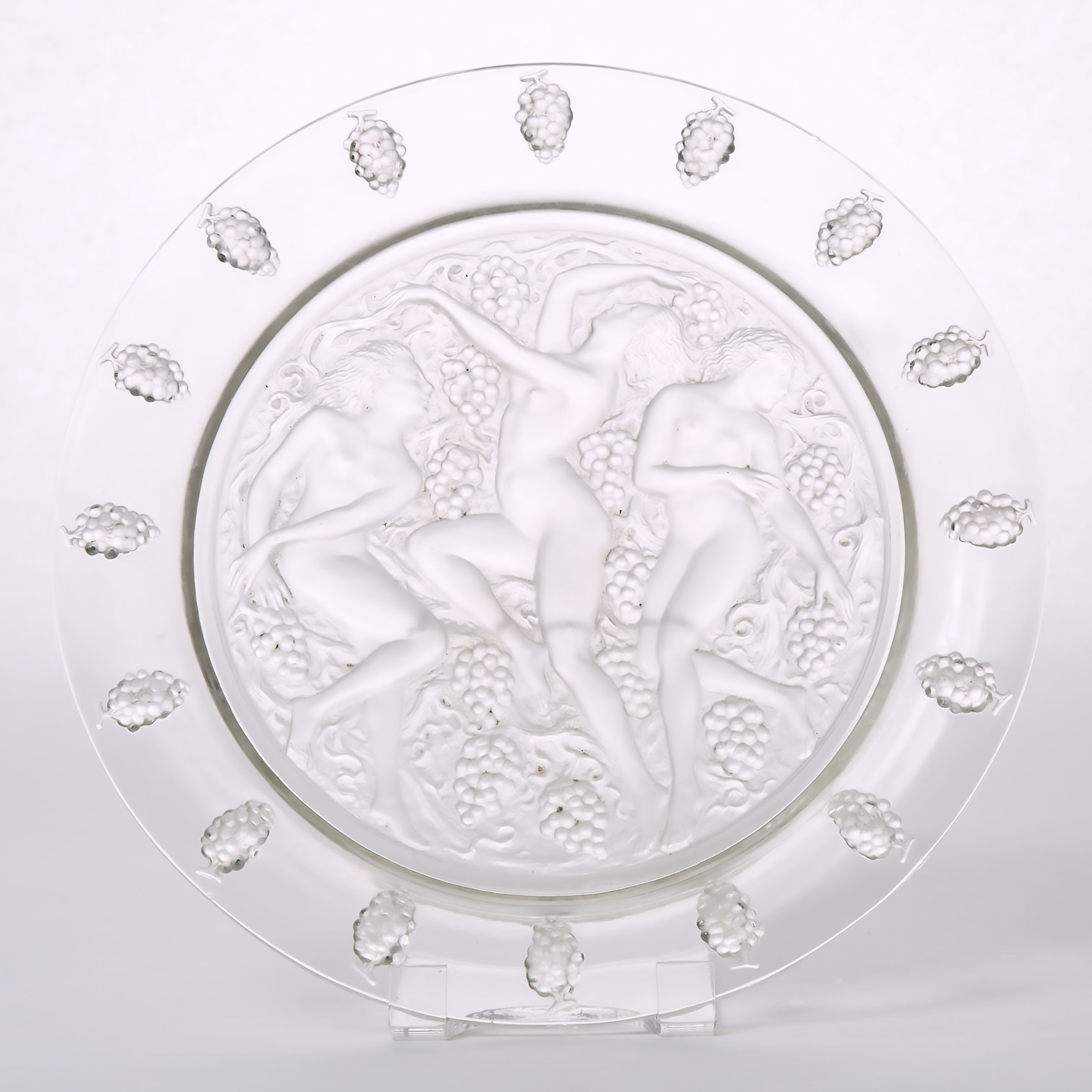 'Côte d'Or', Lalique Moulded and Partly Frosted Glass Charger, post-1945