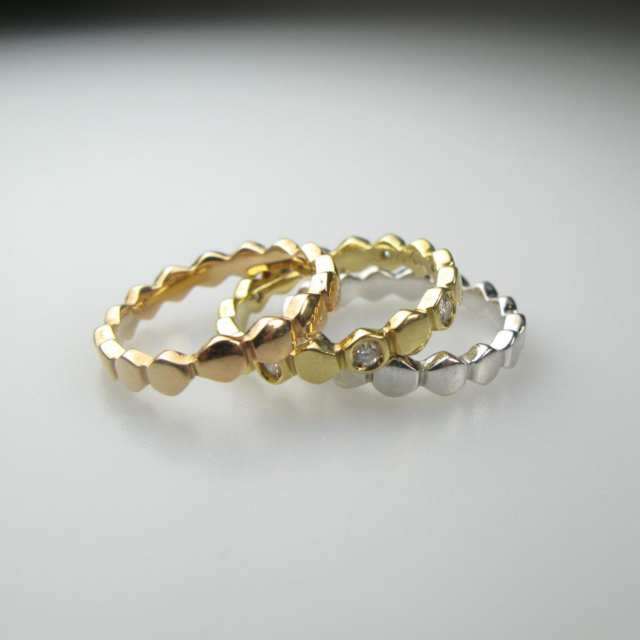 18k Yellow, White & Rose Gold 3 Ring Suite