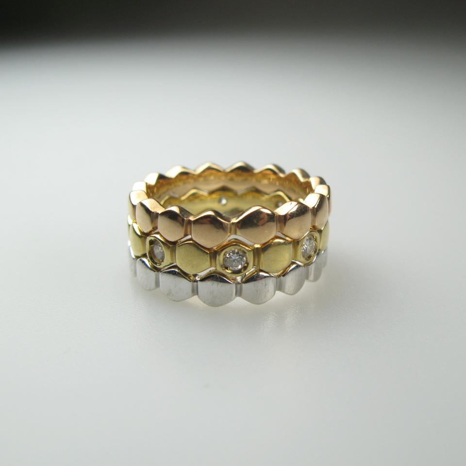 18k Yellow, White & Rose Gold 3 Ring Suite