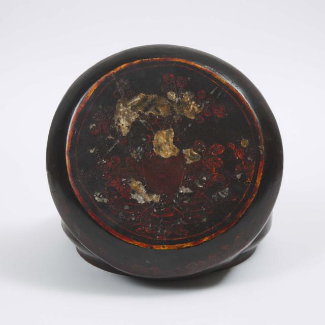 A Chinese Red Lacquer Circular Box and Cover, 19th Century