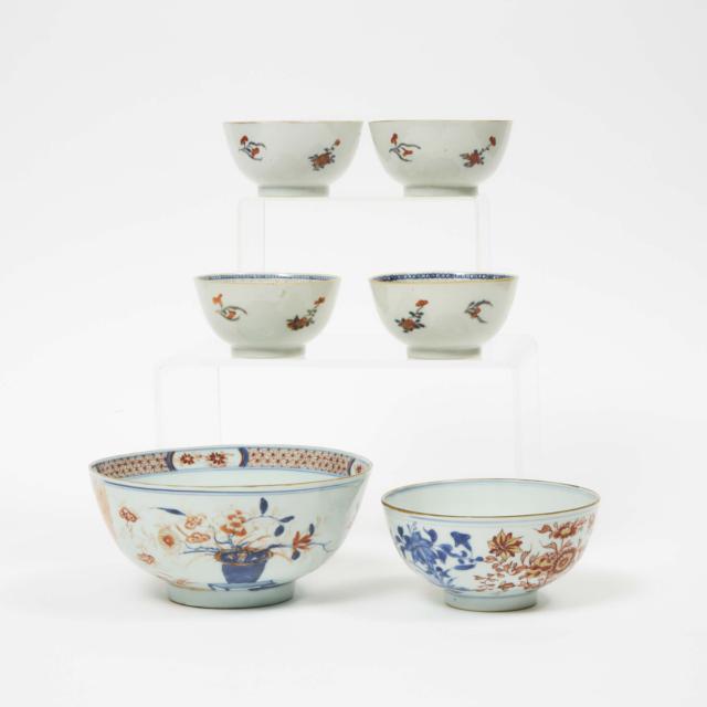 A Group of Six Chinese Imari Bowls, 18th Century