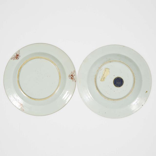 Two Famille Rose Plates with Flowers, 18th Century