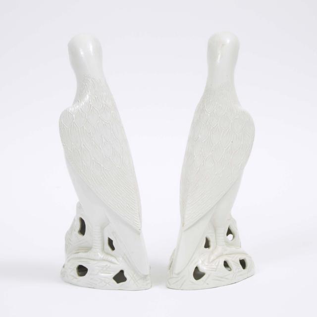 A Pair of Blanc-de-Chine Parrots, 19th Century or Later