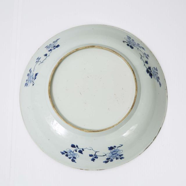 A Large Blue and White 'Willow and Lotus' Charger, 18th Century