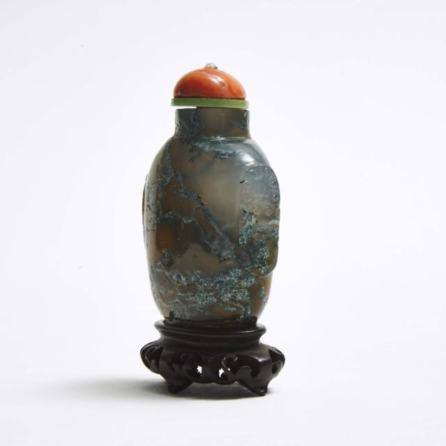A Moss Agate Snuff Bottle, Qing Dynasty