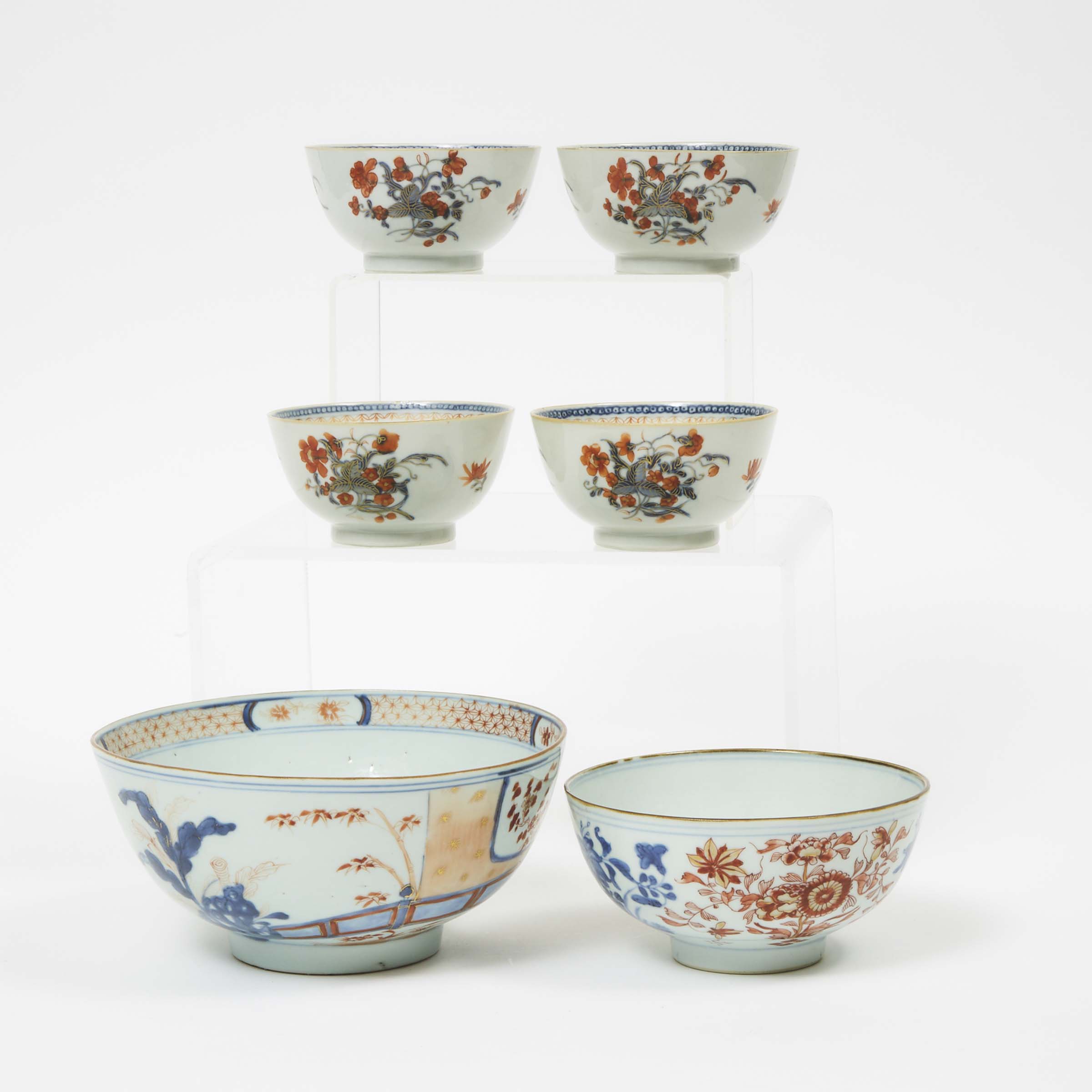A Group of Six Chinese Imari Bowls, 18th Century