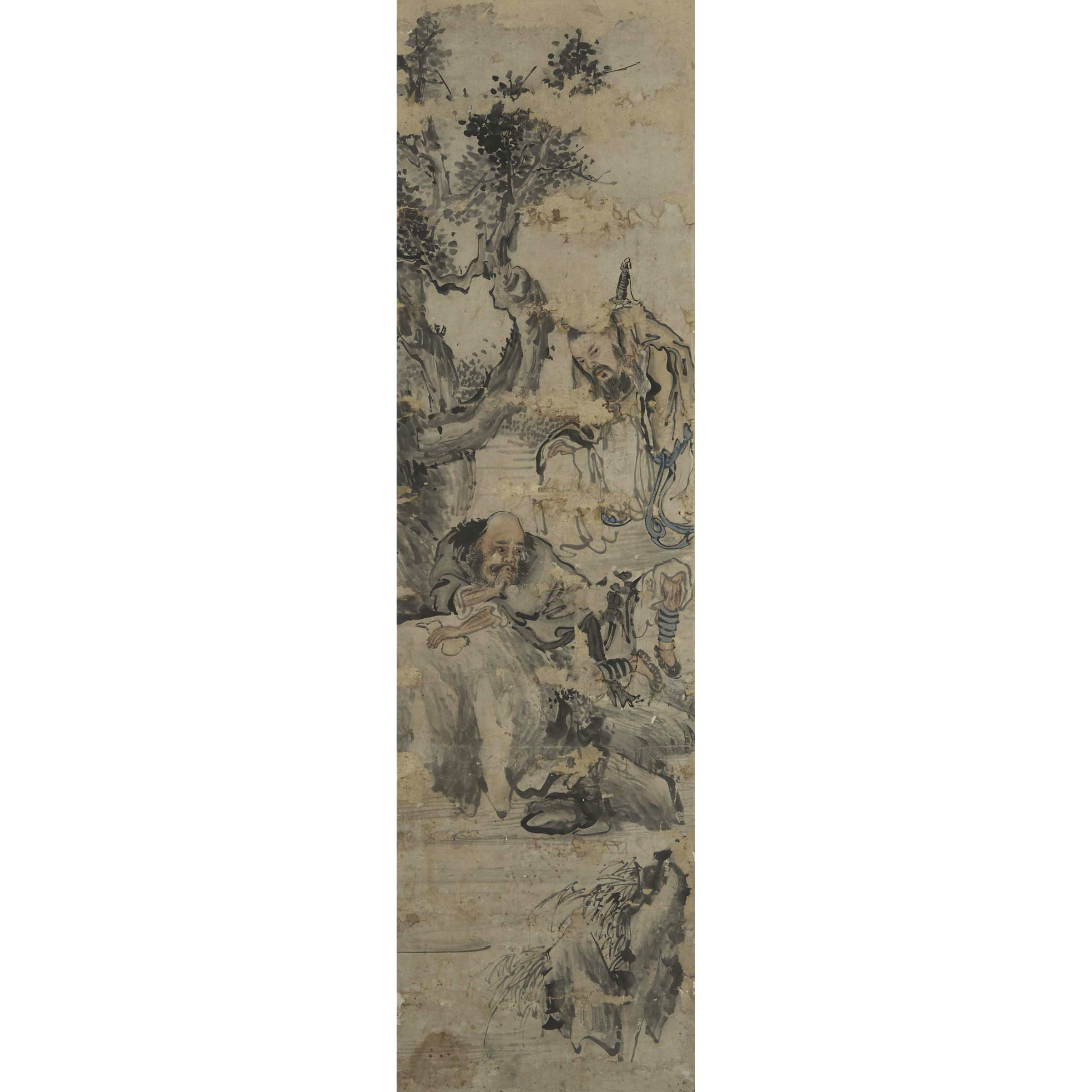 A Chinese Painting of Lü Dongbin and Li Tieguai Under Trees, Qing Dynasty