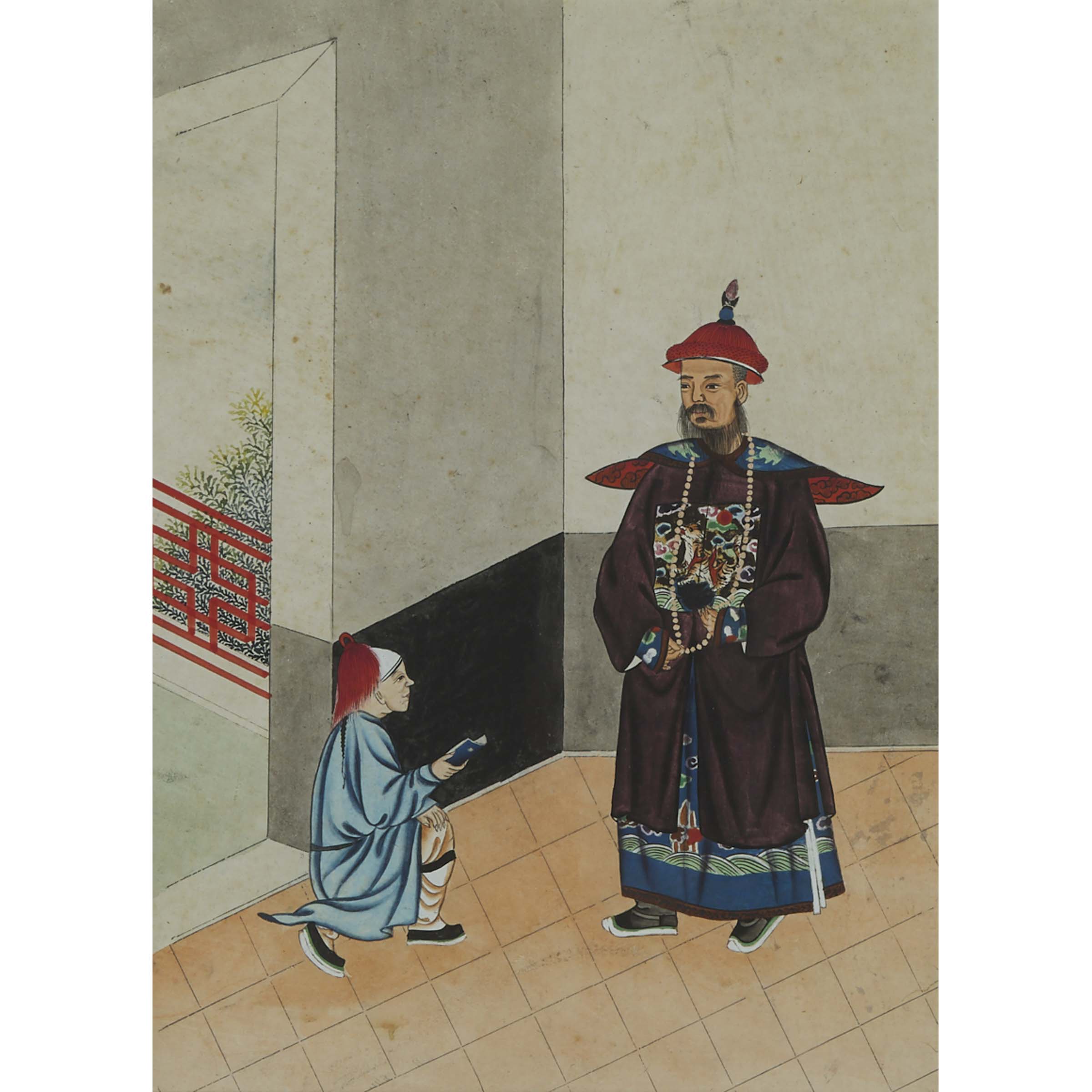 Chinese Export School, A Group of Four Figural Paintings, Late Qing Dynasty