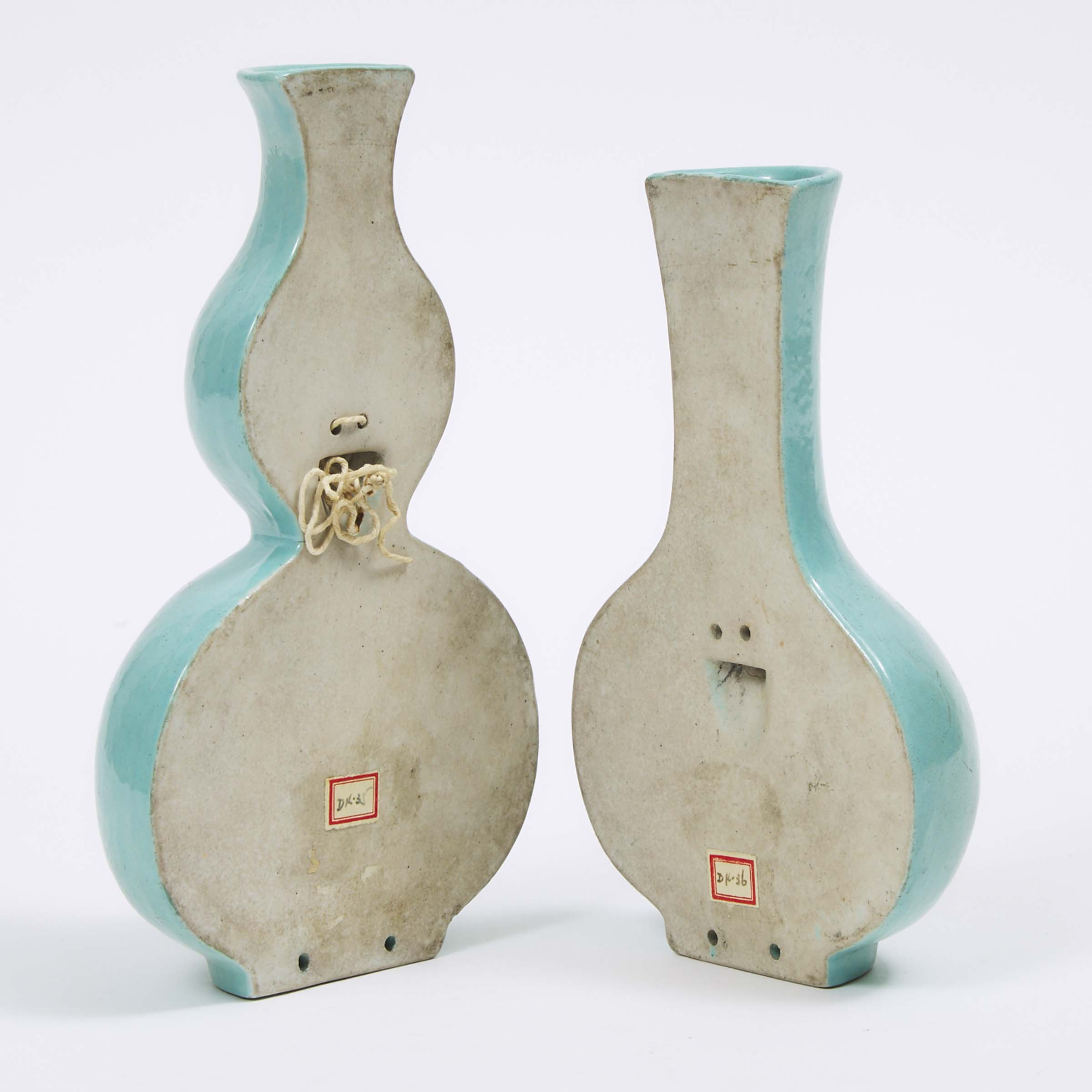 Two Turquoise-Glazed Wall Vases, 19th/20th Century
