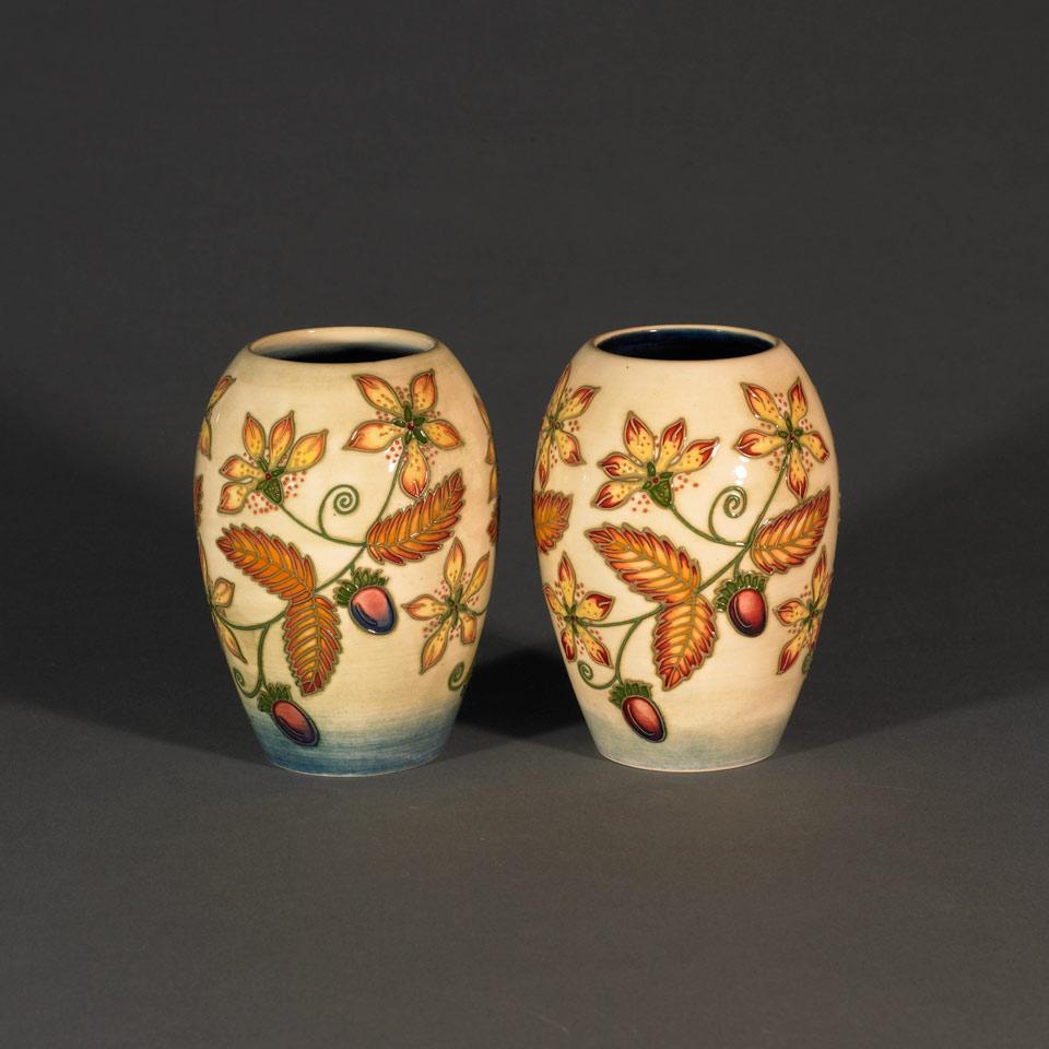 Pair of Moorcroft Serviceberry Vases, 2000