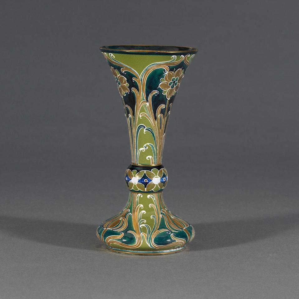 Macintyre Moorcroft Green and Gold Florian Vase, c.1903