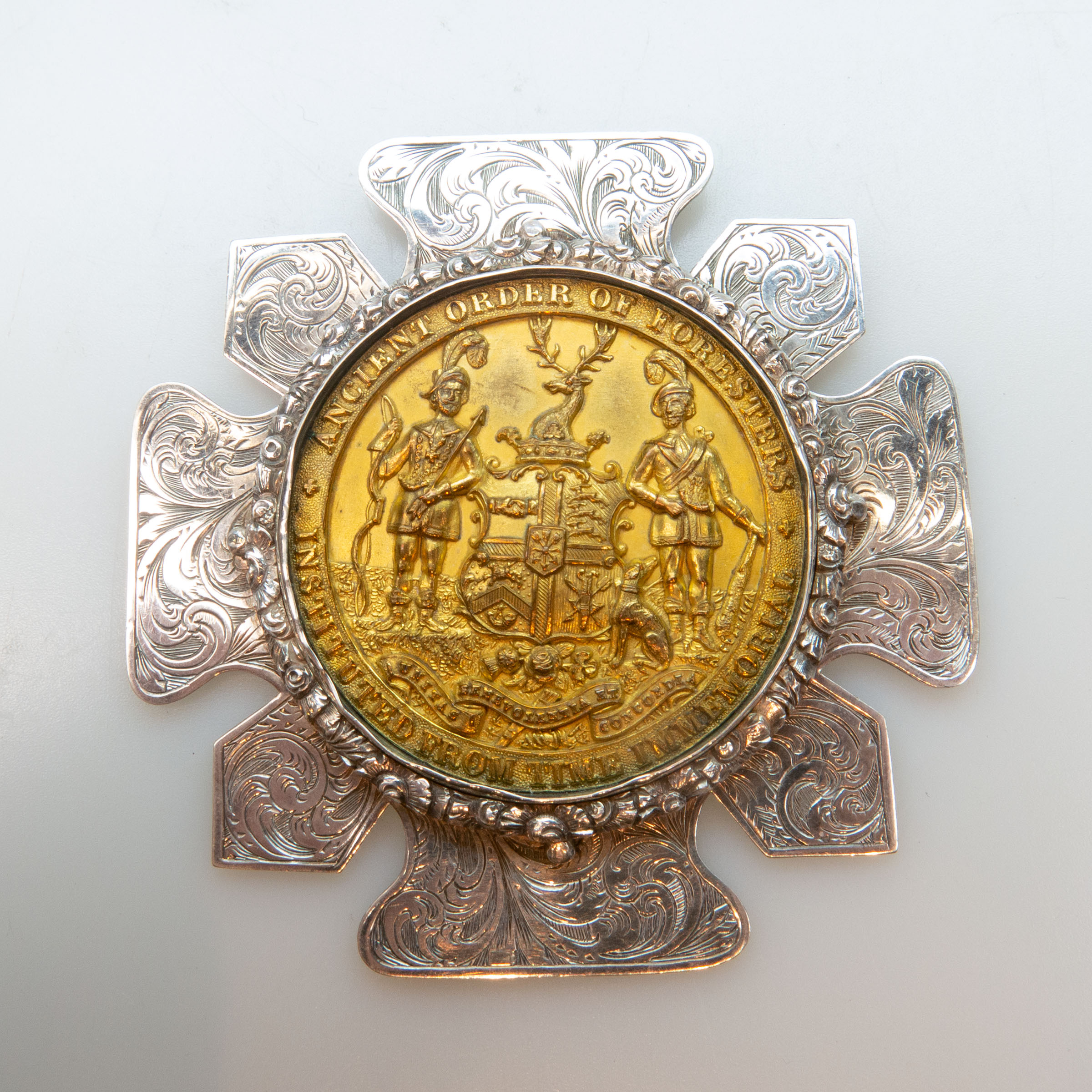 Large English Silver Fraternity Medallion