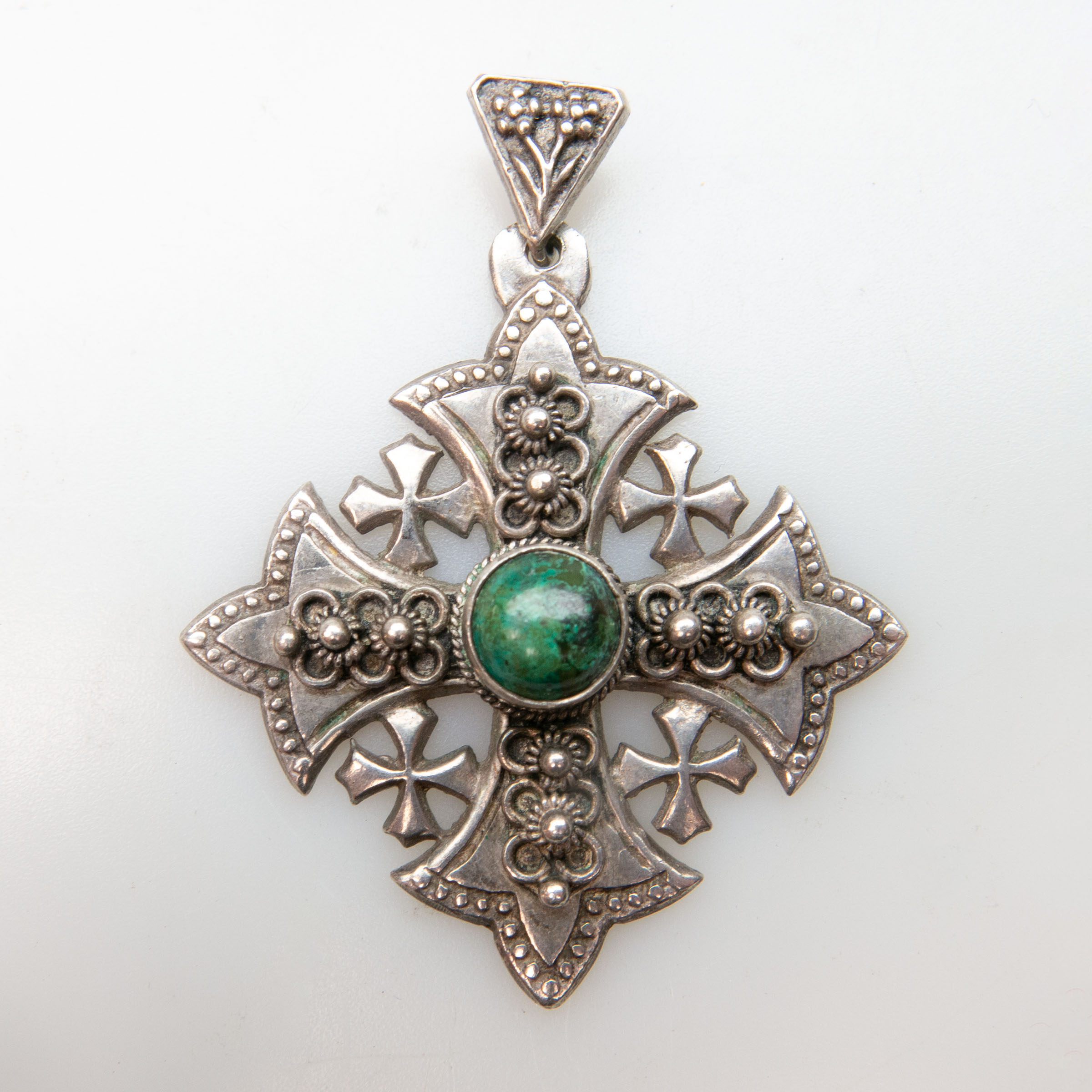 Jerusalem 900 Grade Silver Cross Pendant