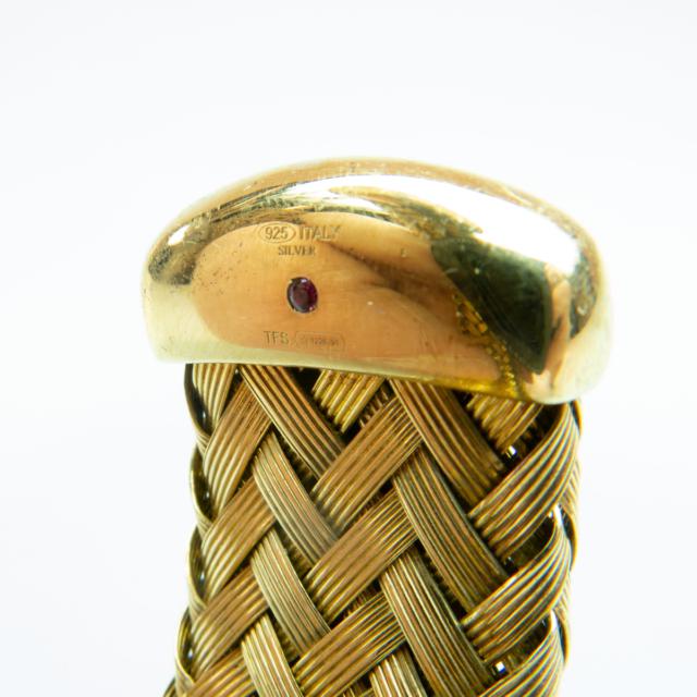 Roberto Coin 'The Fifth Season' Gold-Plated Sterling Silver Woven Open Cuff Bangle