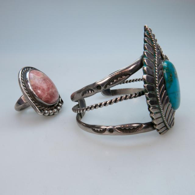 Navajo Silver Open Bangle And Ring