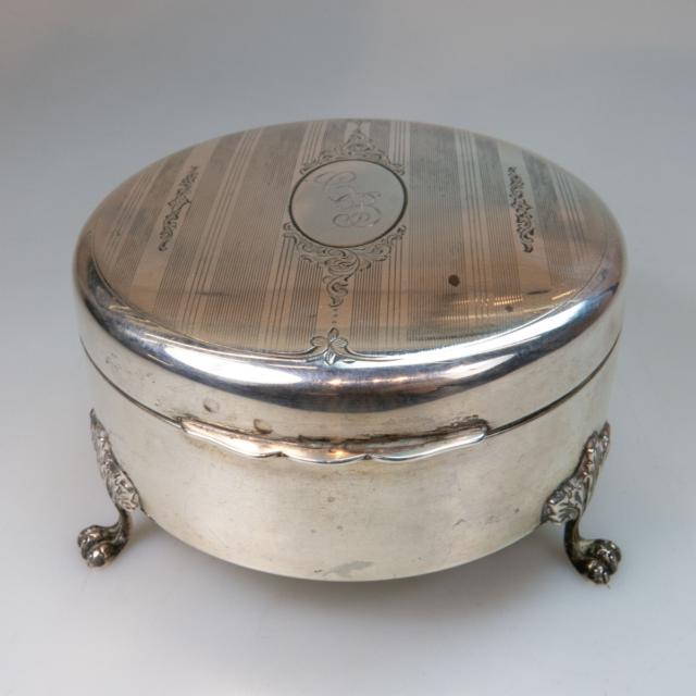 Birks Sterling Silver Circular Footed Jewellery Box