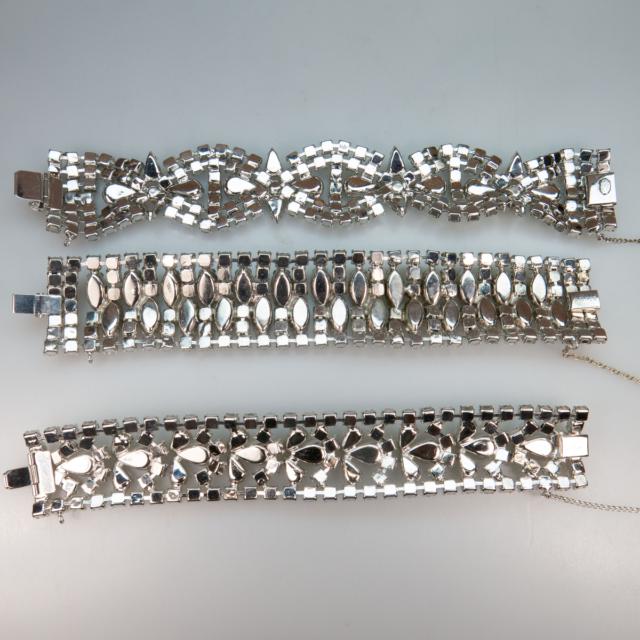 3 Kramer Silver-Tone Metal Strap Bracelets