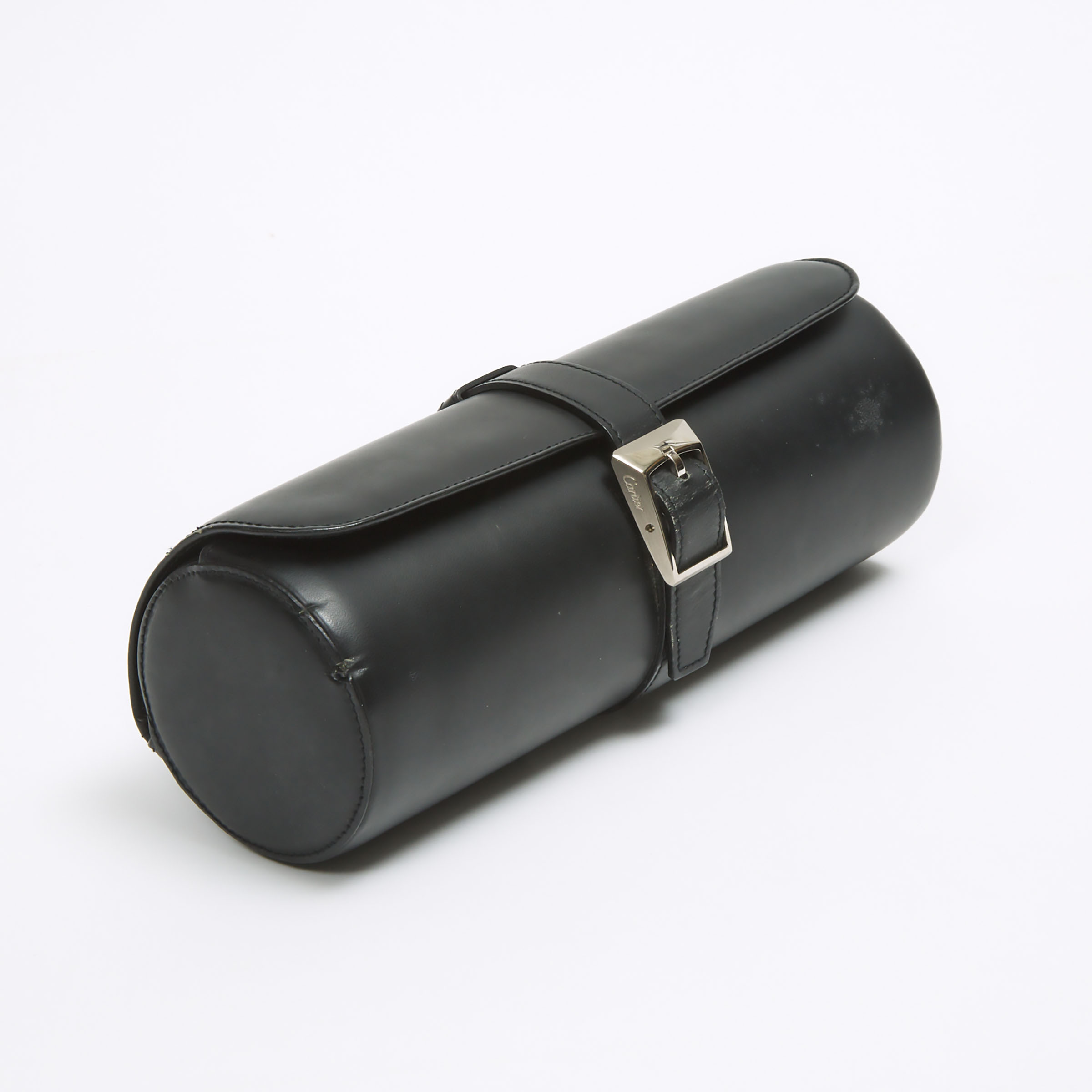 Cartier Black Leather Watch Travel Roll