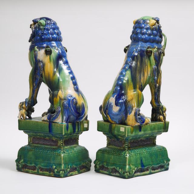 A Pair of Sancai-Glazed Buddhist Lions, 19th Century or Later