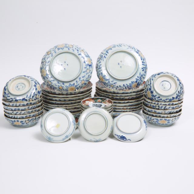 A Group of Forty-Three Imari Dishes, Meiji Period