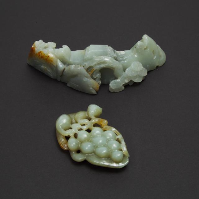 Two Celadon and Russet Jade Carvings, 19th/20th Century