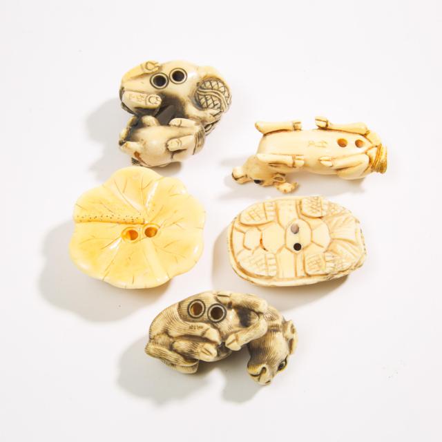A Group of Ten Ivory Carved Netsuke