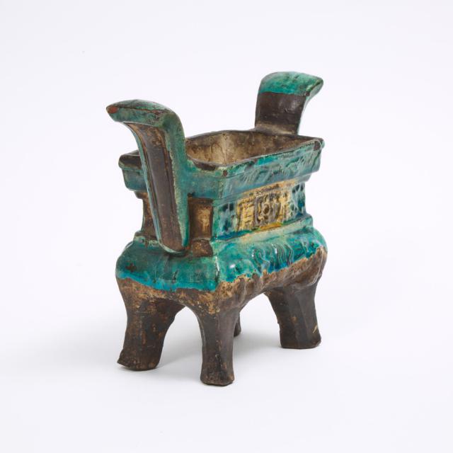 A Fahua-Glazed Pottery Censer, Ming Dynasty, 16th/17th Century