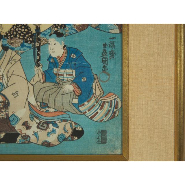 Utagawa Kunisada (Toyokuni III, 1786-1865), Two Triptych Woodblock Prints