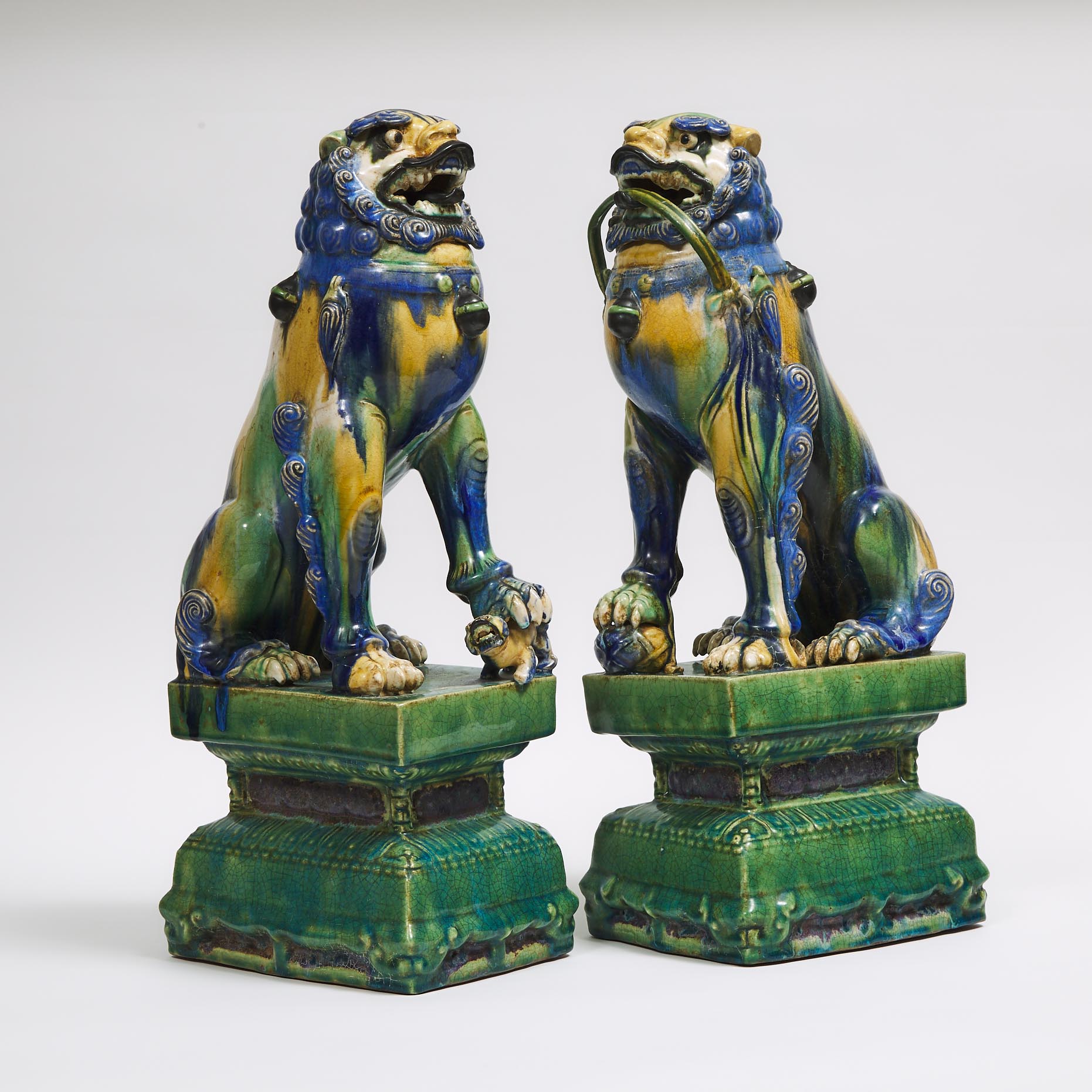A Pair of Sancai-Glazed Buddhist Lions, 19th Century or Later