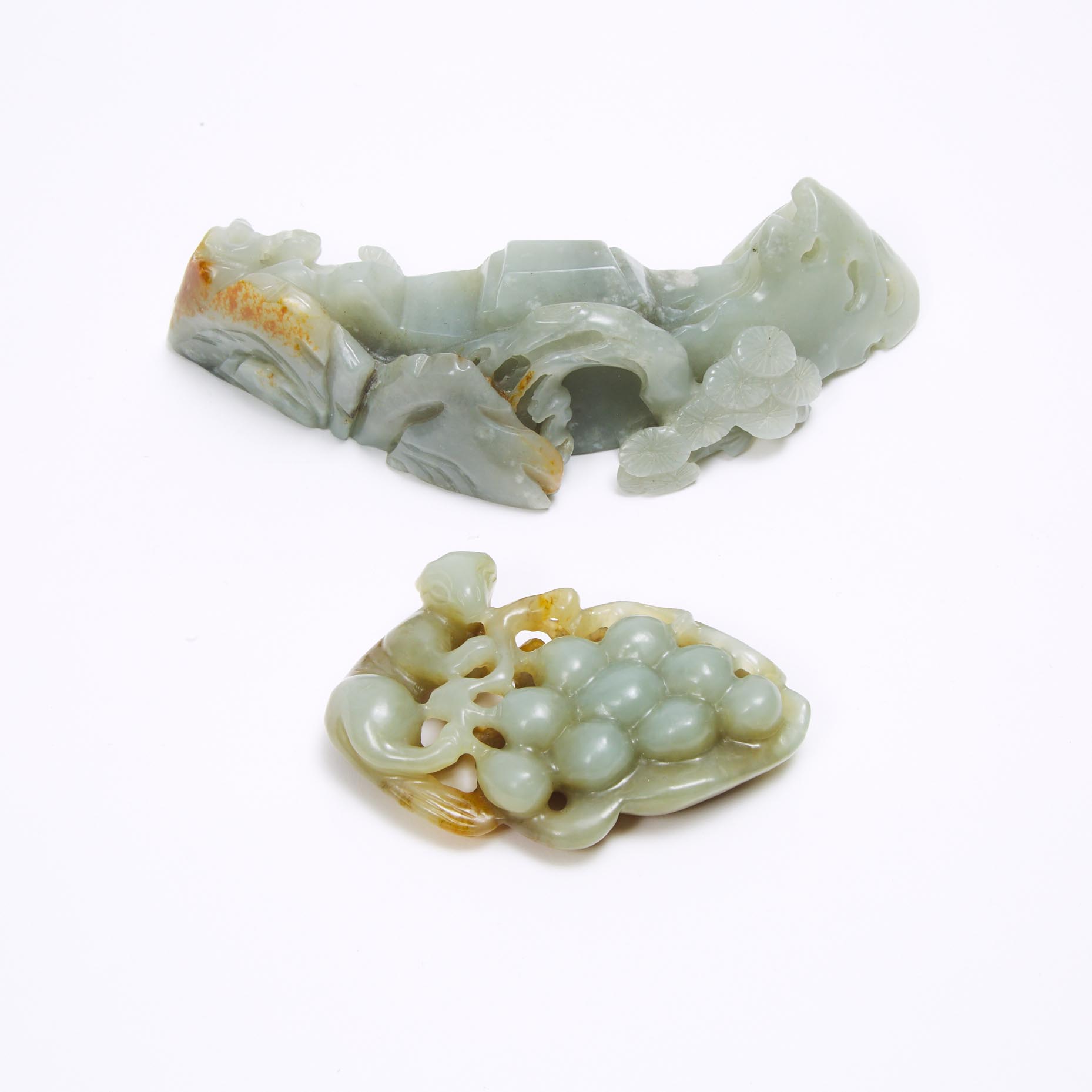 Two Celadon and Russet Jade Carvings, 19th/20th Century