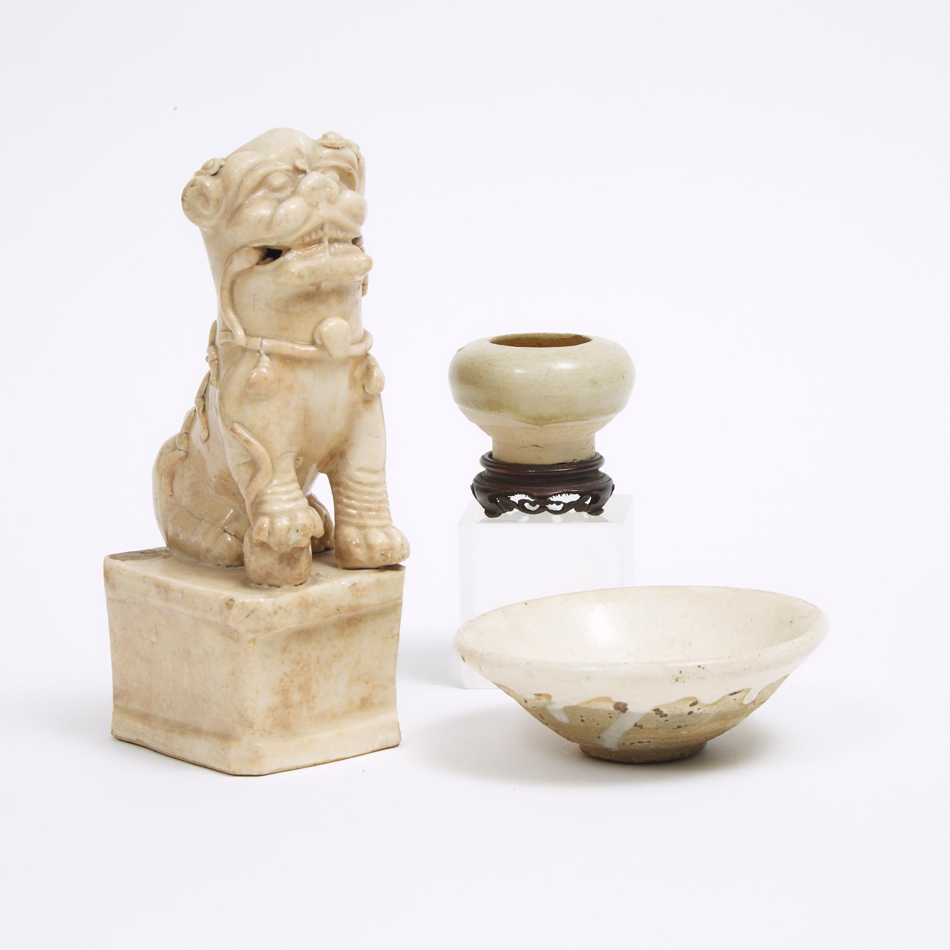 A Group of Three White-Glazed Wares, Tang Dynasty or Later