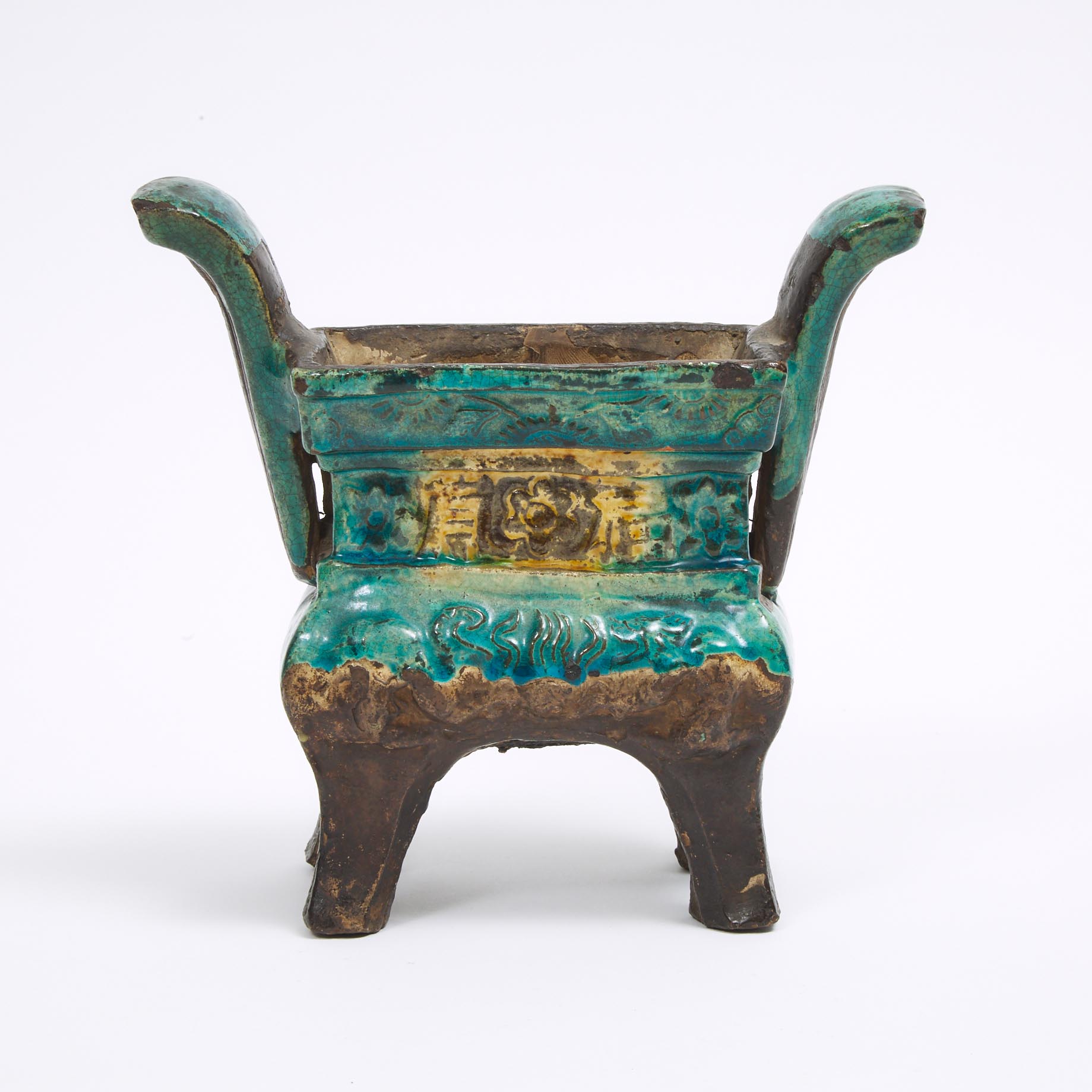 A Fahua-Glazed Pottery Censer, Ming Dynasty, 16th/17th Century