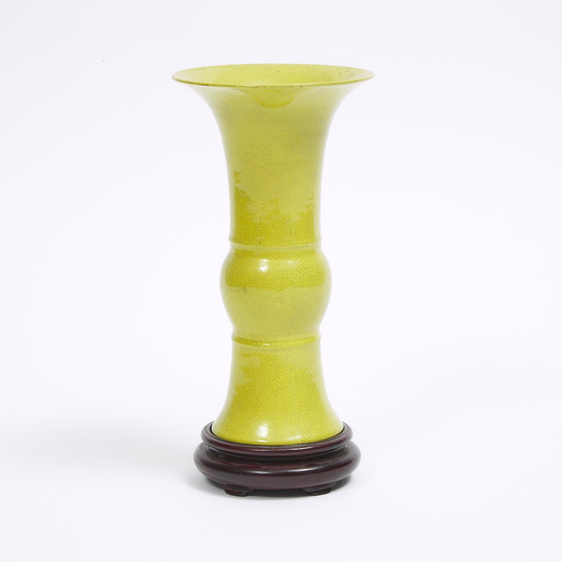 A Yellow Crackle-Glazed 'Gu' Vase, 19th Century or Later