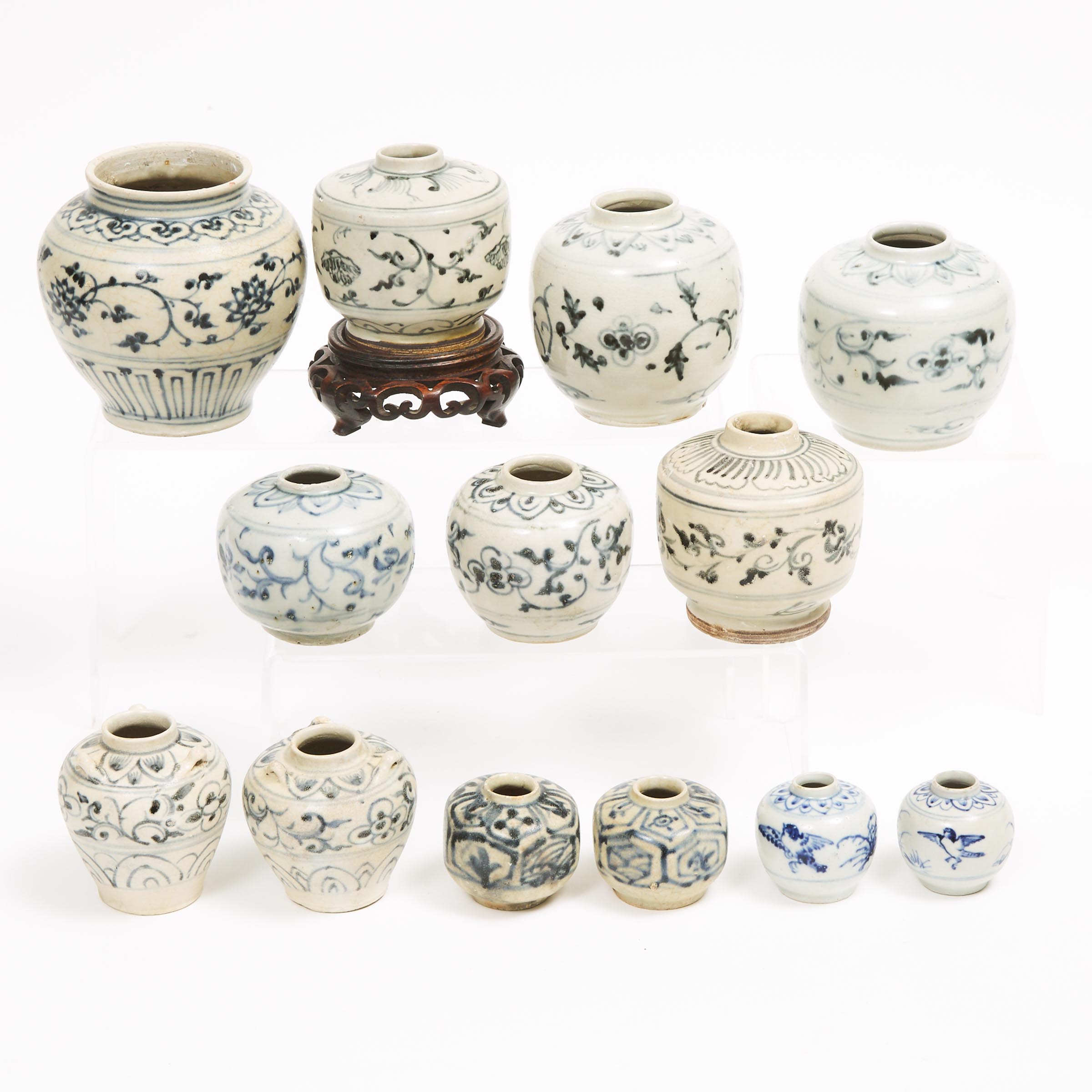 A Group of Thirteen 'Hoi An Hoard' Vietnamese Blue and White Jarlets, 15th Century
