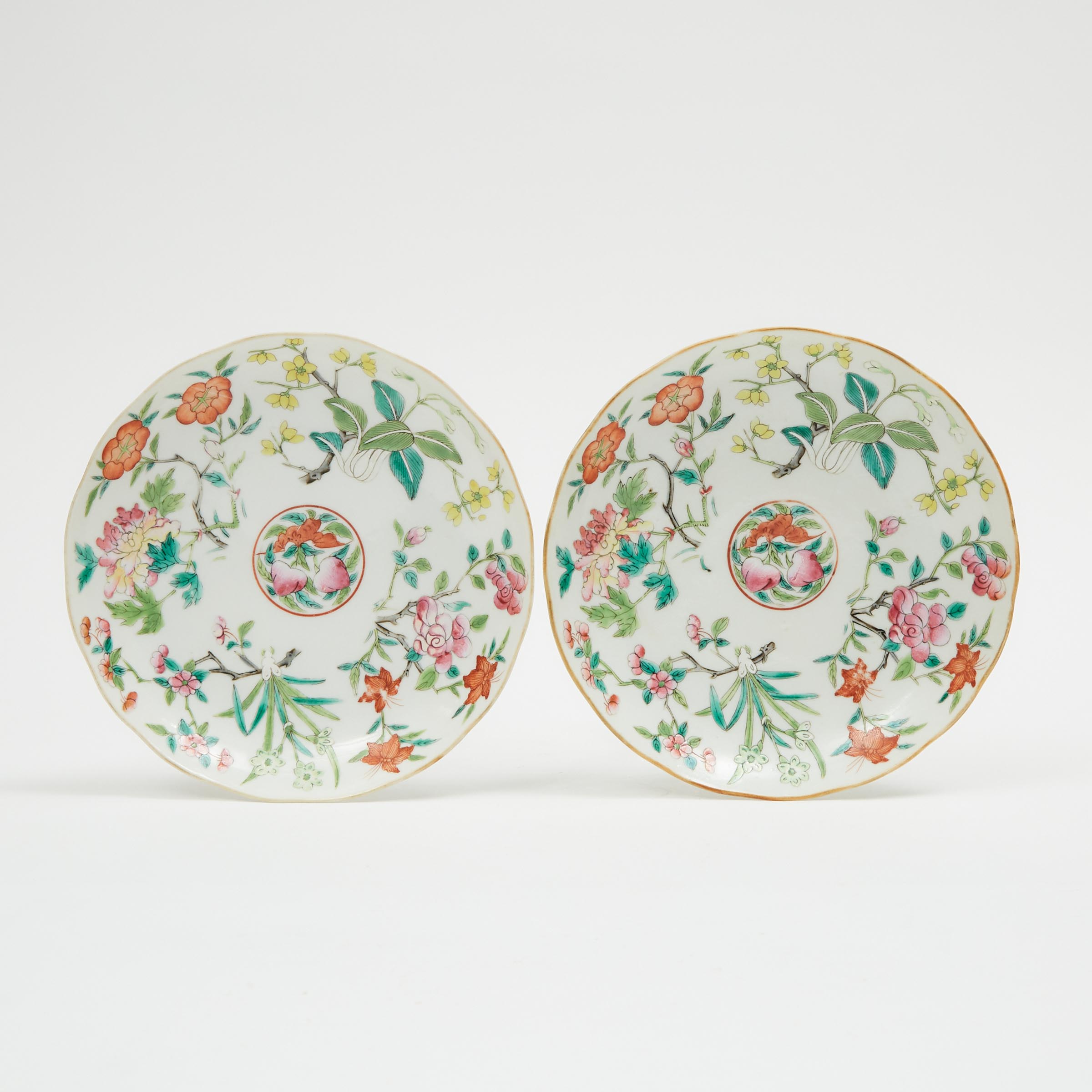 A Pair of Famille Rose Dishes, Daoguang Mark