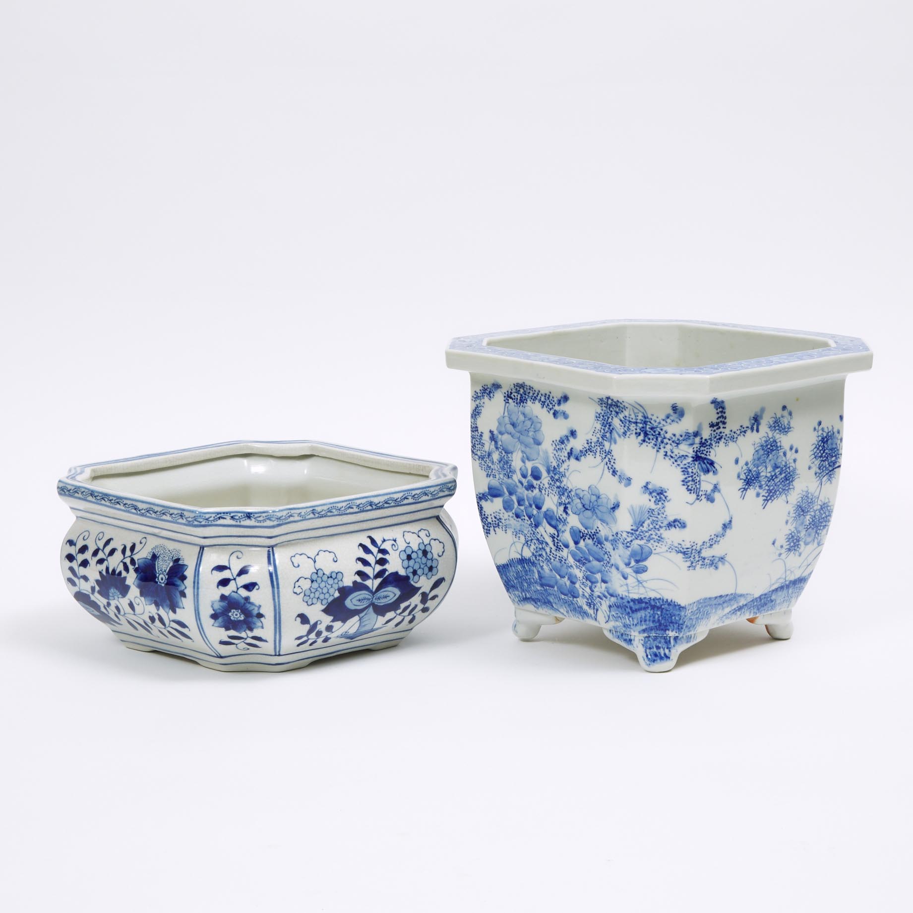 Two Chinese Blue and White Jardinieres, 20th Century
