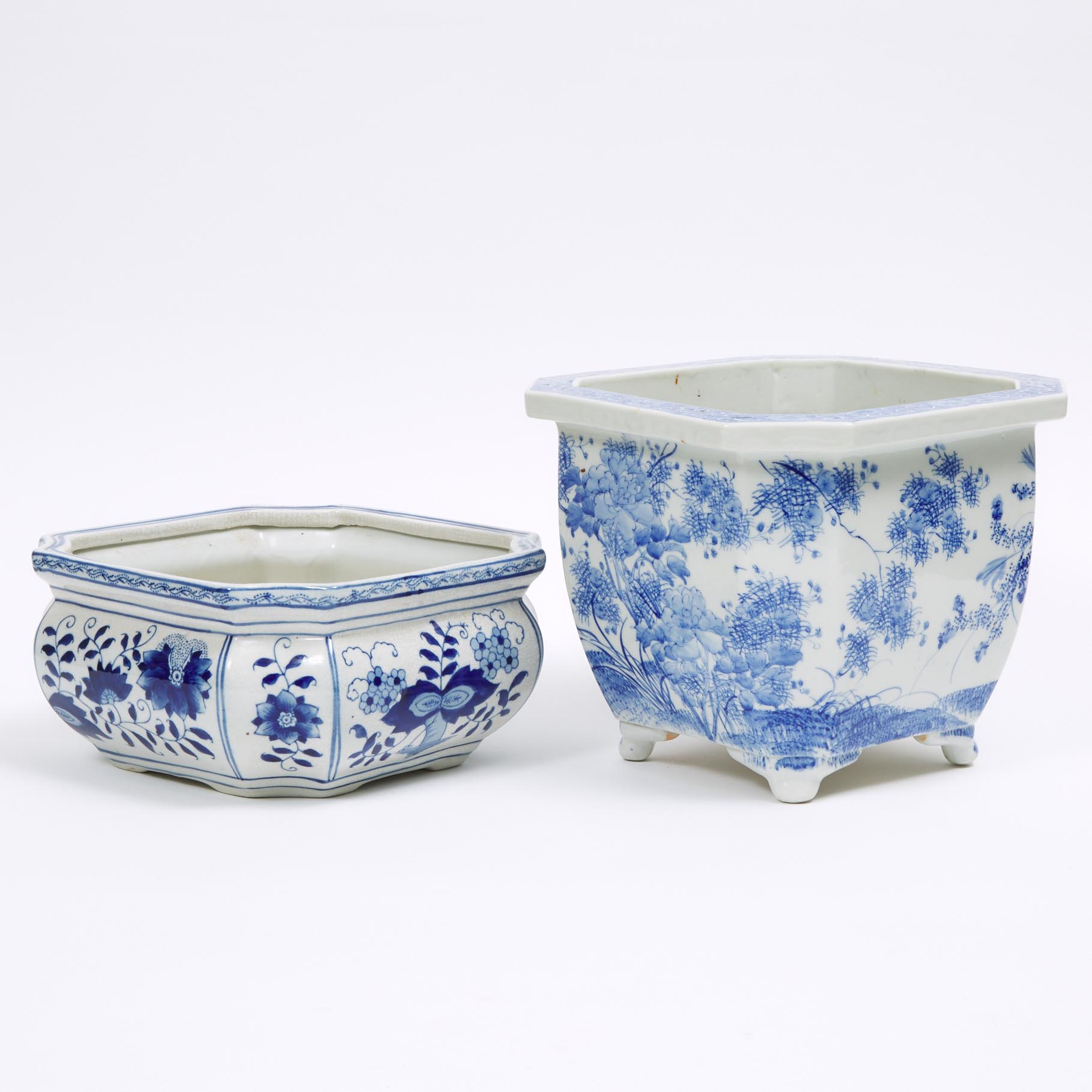 Two Chinese Blue and White Jardinieres, 20th Century