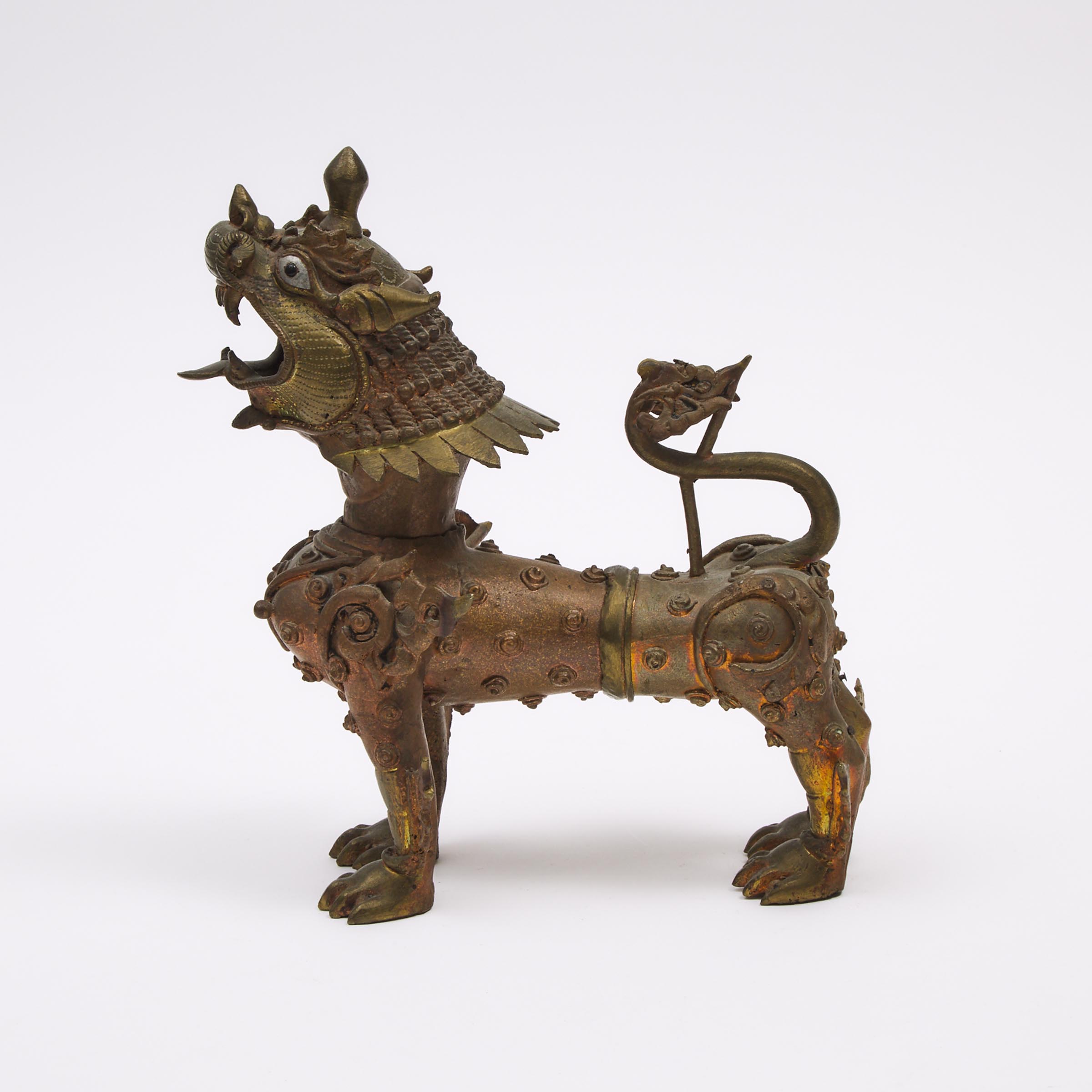 A Burmese Bronze Figure of a Guardian Lion