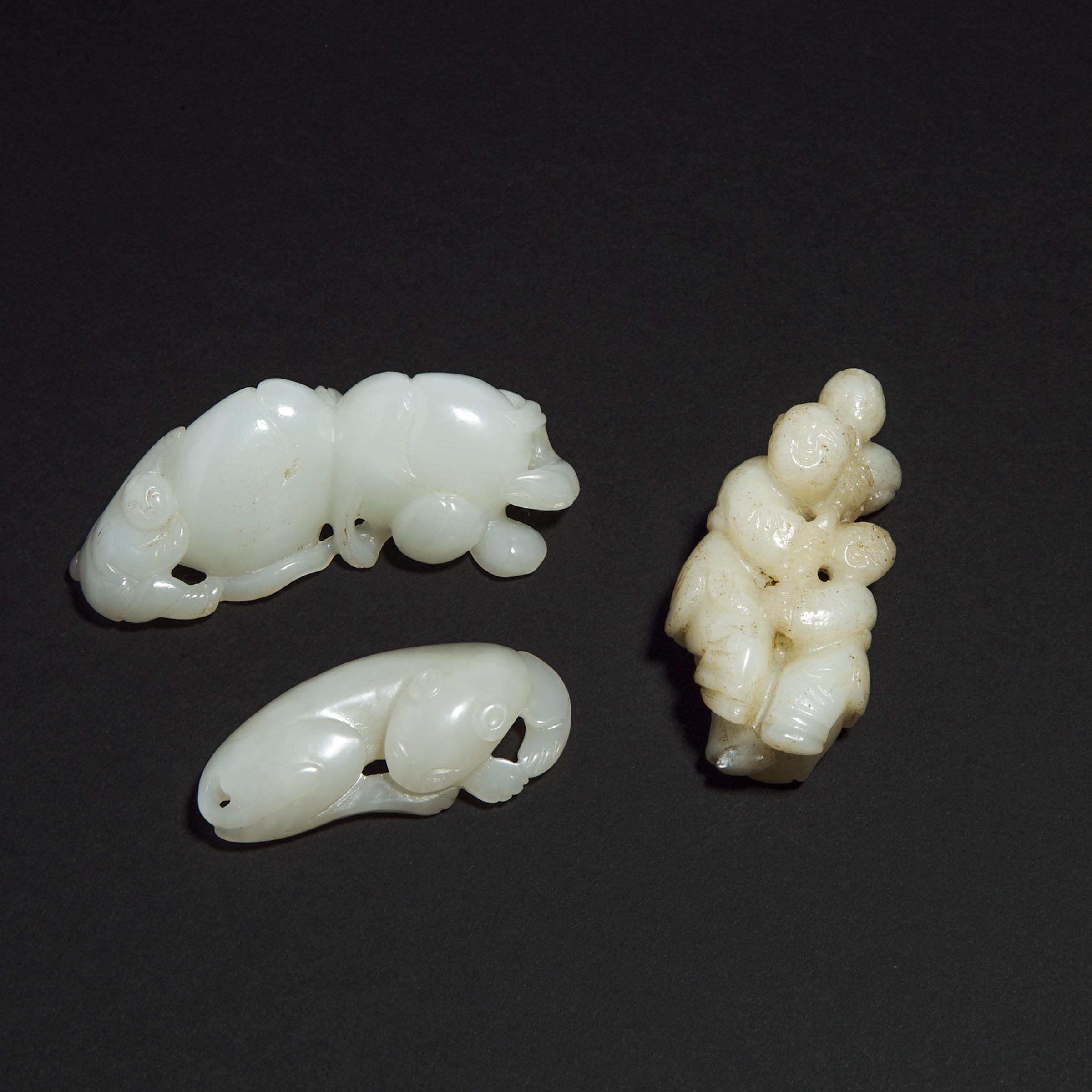 A Group of Three White Jade Carvings