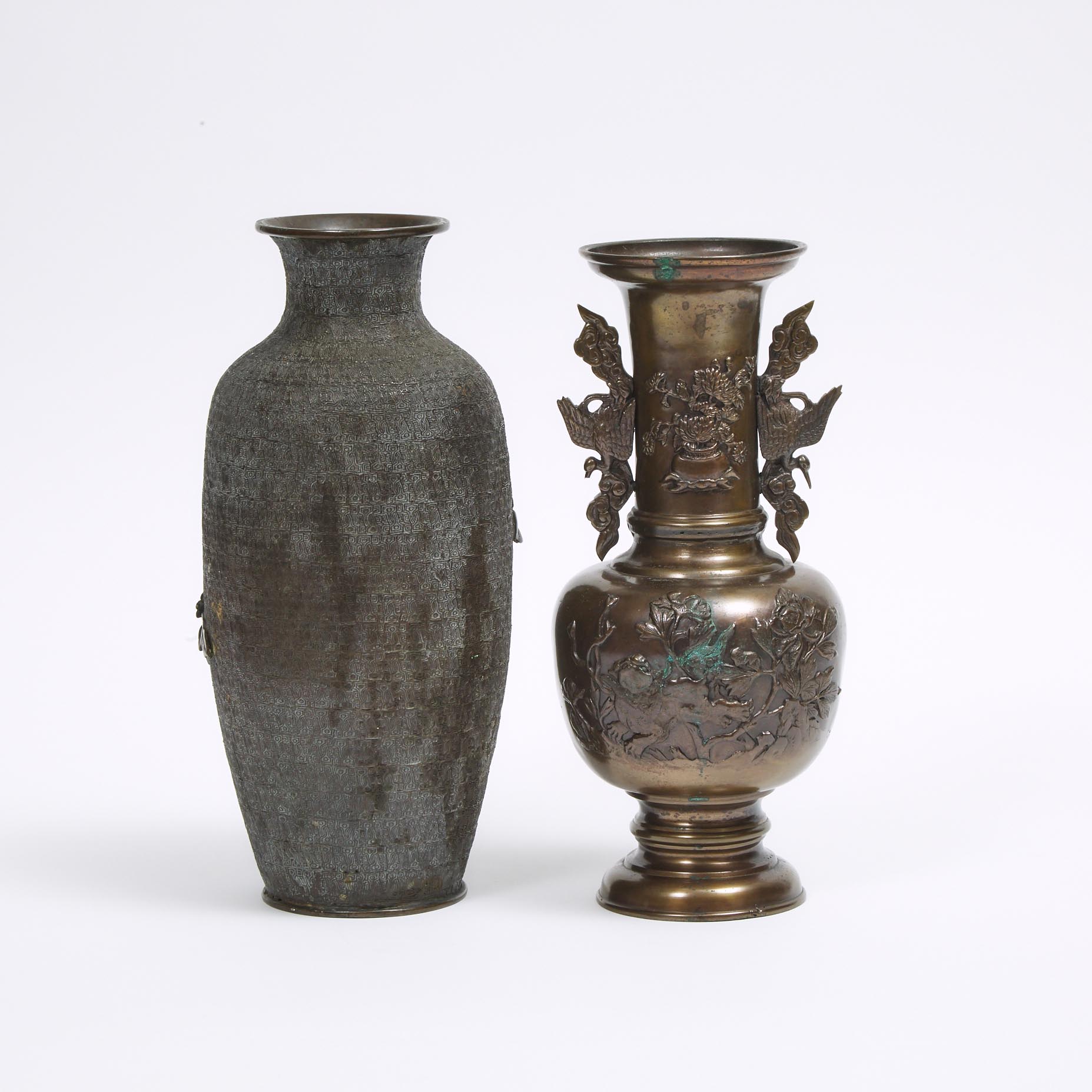 Two Bronze Vases, 19th Century or Later