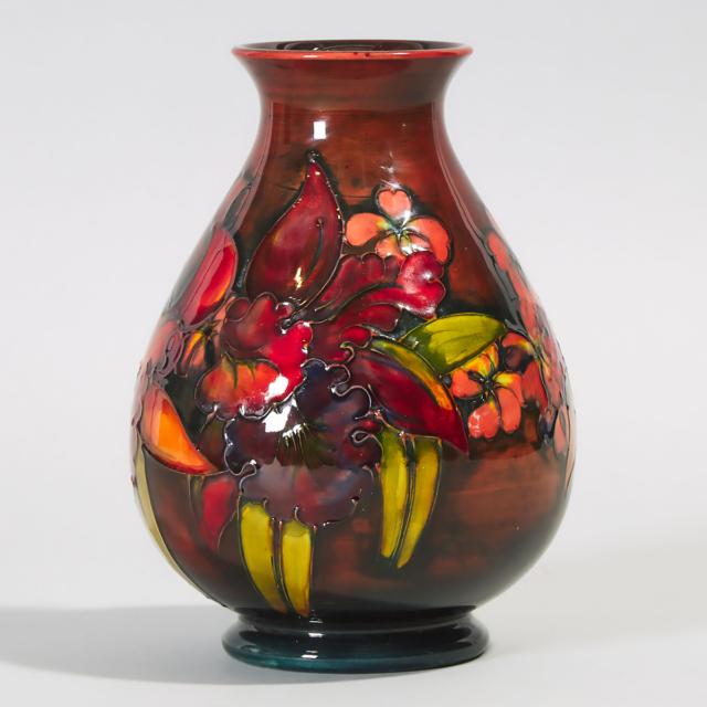 Moorcroft Flambé Orchids Vase, c.1955
