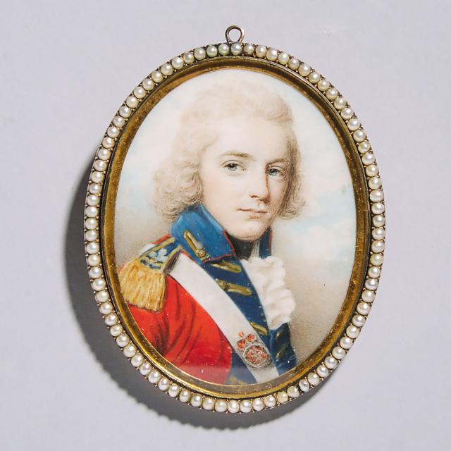 French School Portrait Miniature of a Young Officer of Napoleon’s Grande Armée, c. 1800
