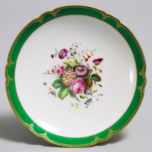 Paris Porcelain Apple Green Ground Floral and Gilt Decorated Comport, 19th century 