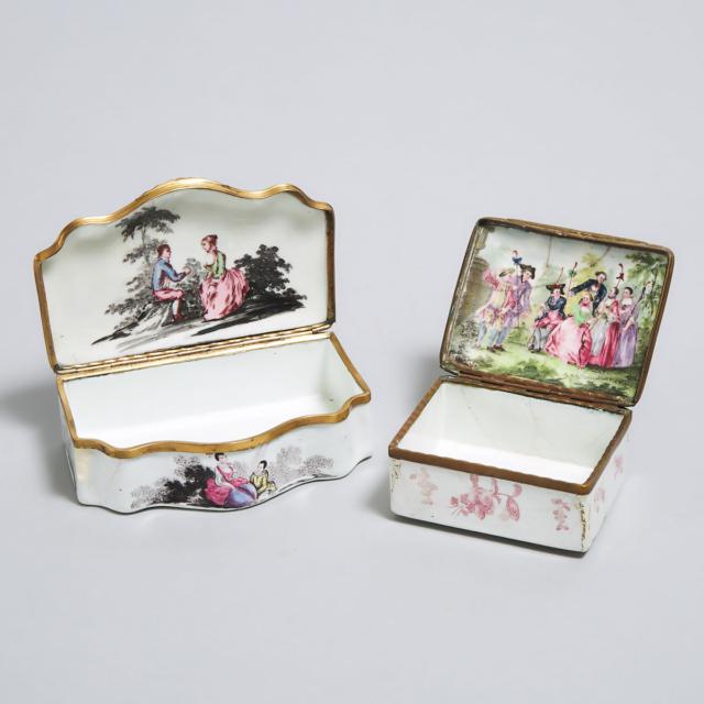 Two French Enamel Table Boxes, late 18th century